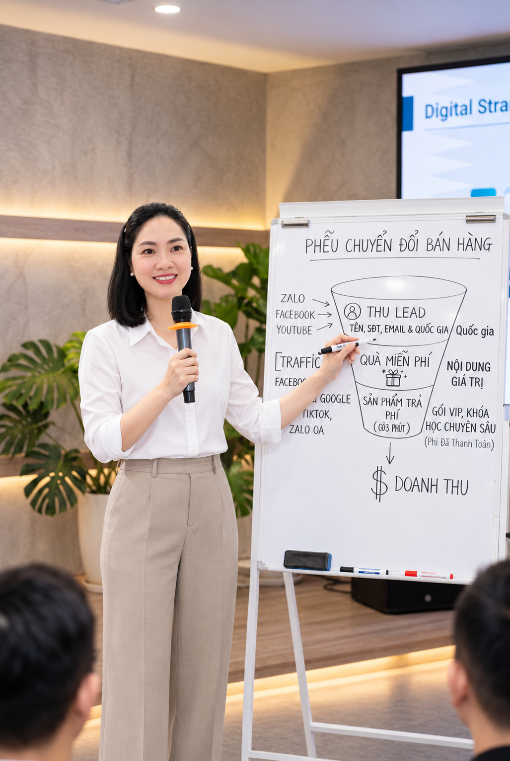 Phương Văn Hùng đứng bảng phễu chuyển đổi